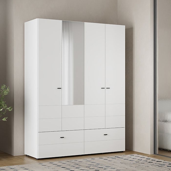 Grande Armoire Spigno Dmora en Bois Mélaminé Blanc Mat 155x208h cm Grande Armoire Spigno Dmora en Bois Mélaminé Blanc Mat 155x208h cm