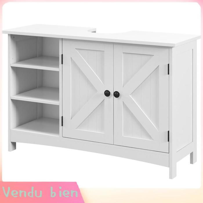 LIA Meuble sous lavabo classique 2 portes blanc 90x30x60cm