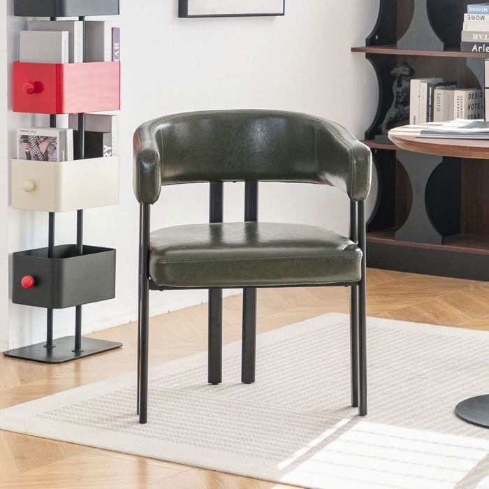 Chaise de salle à manger - WESTYLE - Design tonneau - Similicuir - Accoudoirs intégrés - Structure métal