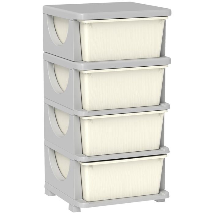 Tour de rangement pour enfants avec 4 tiroirs 37 x 37 x 76 cm