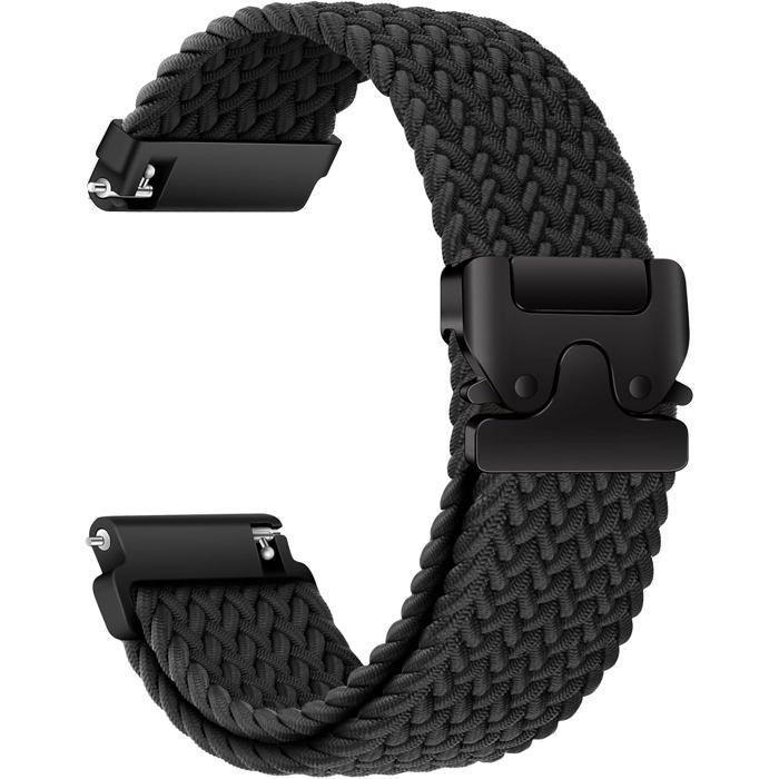 Bracelet de Montre en Nylon Bracelet de Sport Tressé Elastique 22mm et Respirant Convient à la Plupart des Montres Noir