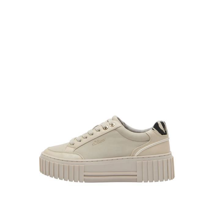 Baskets à semelle plateforme avec détail léopard femme s.Oliver - beige/gold (81d9)