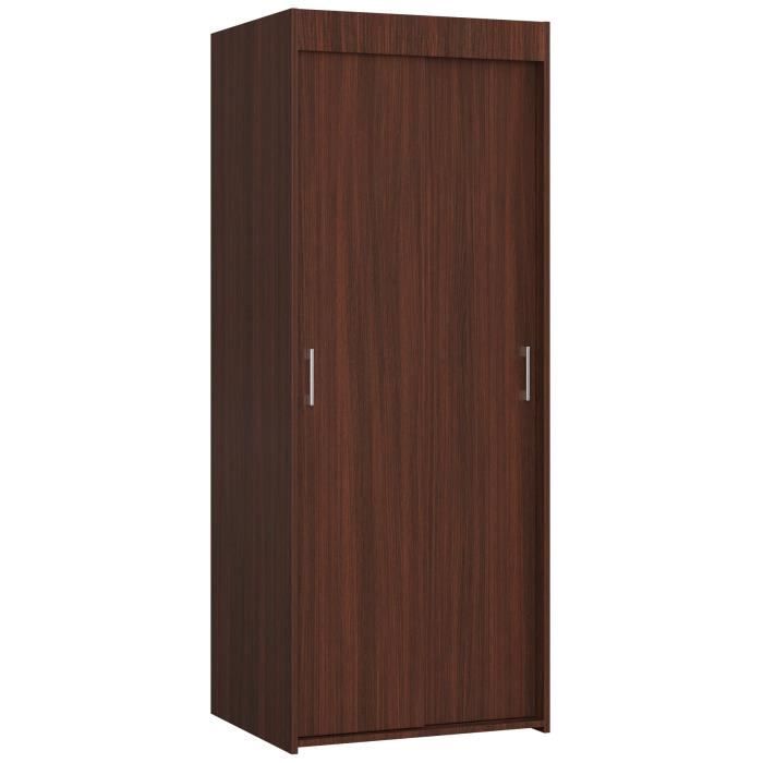 Armoire à portes coulissantes Wengé 70 cm 2 portes couleur Wengé mat, 1