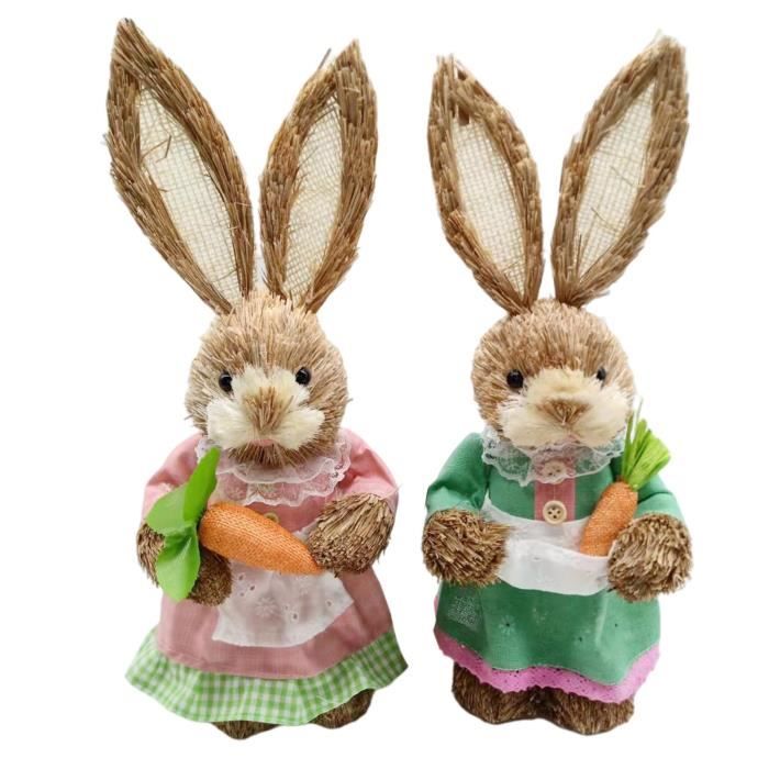 Lapin En Paille Rustique – Décoration Pâques Et Printemps Fait Main Naturel