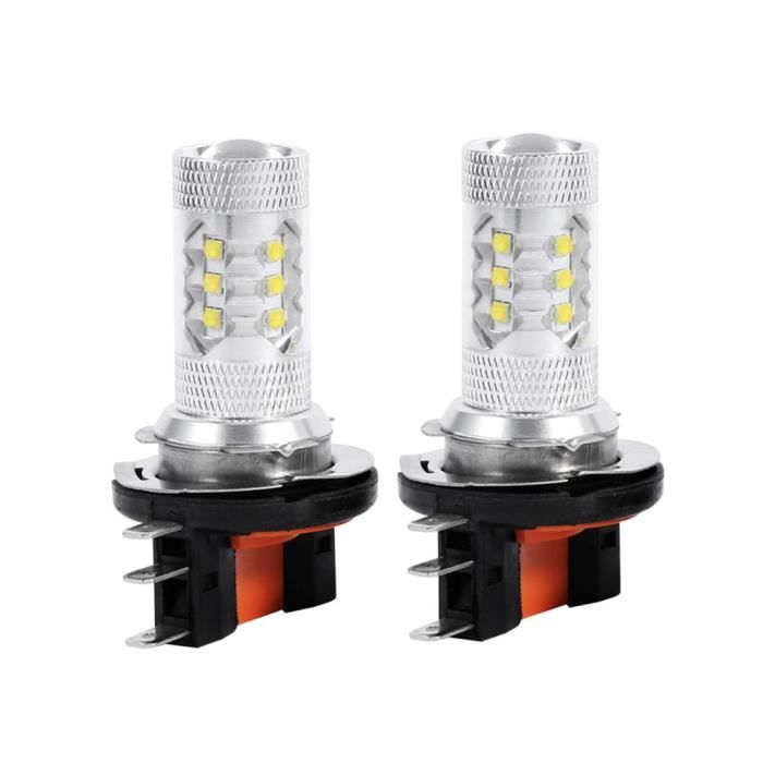 ARAMOX Phare de voiture 2pcs/1 paire blanc 80W H15 ampoules LED feux de voiture phares de lampe