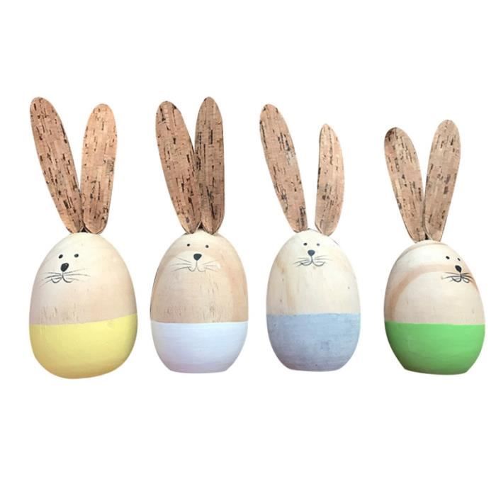 Oeufs De Paques En Bois Lapin Bricolage Ornements Decoration De Bureau Taille S Couleur Aleatoire Cdiscount Maison