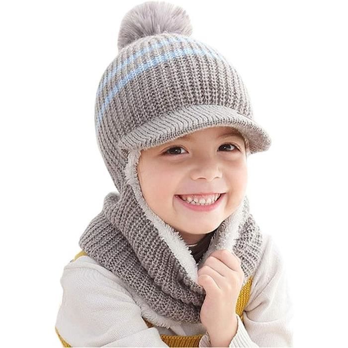 Bébé Bonnet Echarpe Set Hiver Chaud Bonnet Chapeau Tricoté Tour De Cou  Doublure en Polaire pour Enfants Filles Garçons,Gris - Cdiscount  Prêt-à-Porter