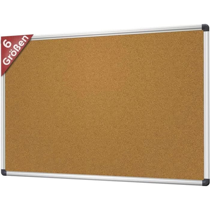 Tableau Liège Mural VISCOM 60x90cm - Cadre Aluminium Avec Kit Fixation - Surface Autocicatrisante