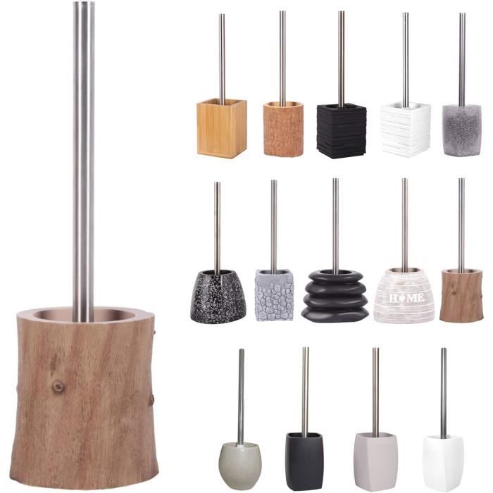 Ensemble Brosse WC + Support – Acier Inoxydable & Verre Trempé – 2 Têtes Souples, Fixation Murale Sans Percer – Design Moderne Argent