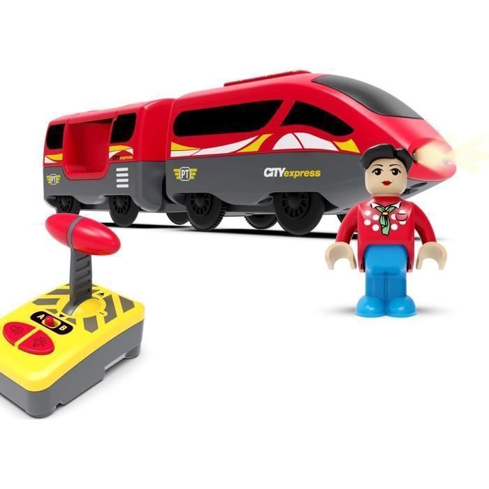 TOPLIVING Train motorisé pour rails en bois, train télécommandé avec