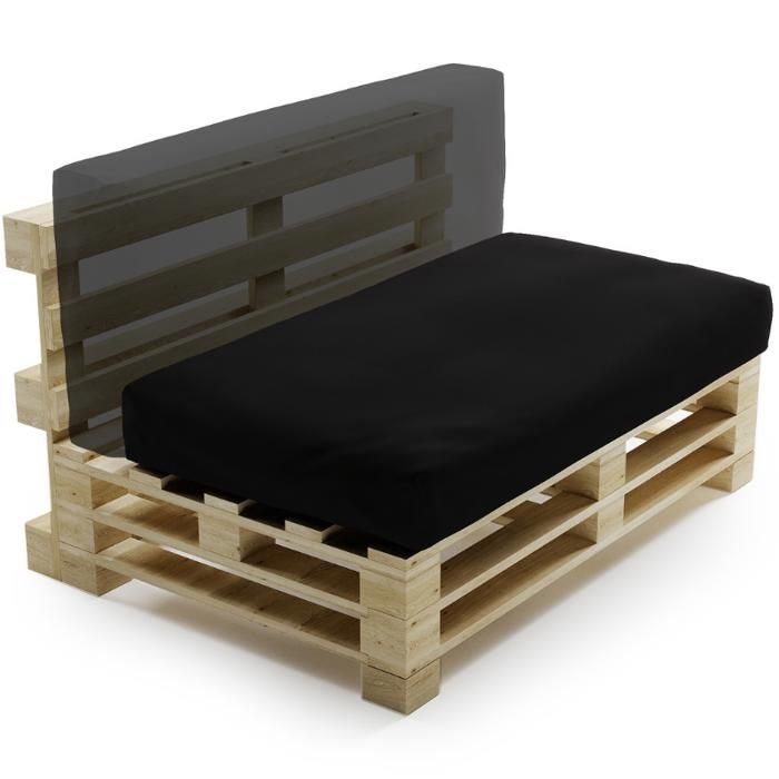 Coussin Palette Déhoussable Imperméable - 120x60 cm - Bananair - Noir Fabriqué en France Coussin Palette Déhoussable Imperméable - 120x60 cm - Bananair - Noir Fabriqué en France