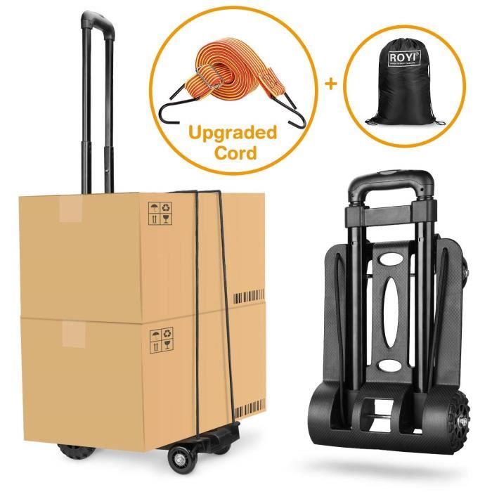 Charge Maximale 127kg//280Lbs Diable /à 4 roues pivotant pour bagages//personnel//voyage//d/ém/énagement//bureau Chariot de Transport Pliant Main R/églable wilbest/® Diable Pliant Chariot /à Main