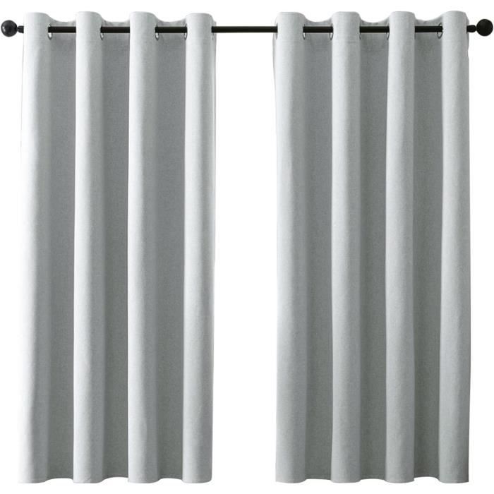 Rideau Occultant Thermique 125x70 Cm Noir - Isolation Anti-froid/chaleur, Blocage Lumière 99%, Protection UV, Lavable Machine