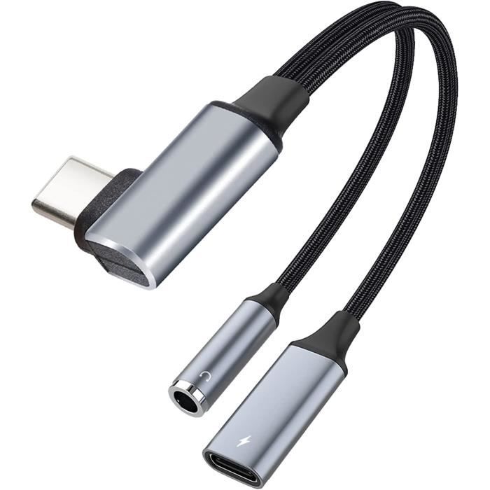 Adaptateur USB-C Vers Jack 3.5mm Avec Charge Rapide PD - 2 En 1 Pour Écouter Et Charger - Compatible IPhone 15, Galaxy, Etc.