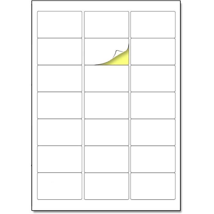 Étiquettes Autocollantes Imprimables A4 - 63,5 X 38,1 Mm - 21 Par Feuille - Lot De 50 Feuilles
