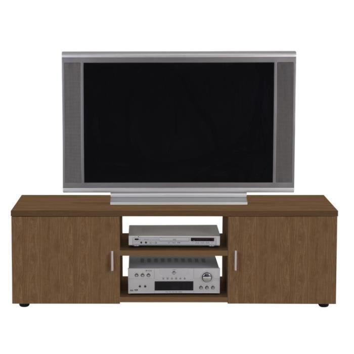 meuble tv 150 cm 65 pouces maxi 2 portes - noyer - l 150. x l 42.5 x h 49.9 cm