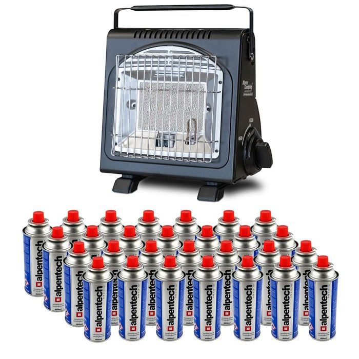Chauffage à Gaz Portable Eurocatch - 16 Cartouches Incluses - Pour Terrasse & Camping