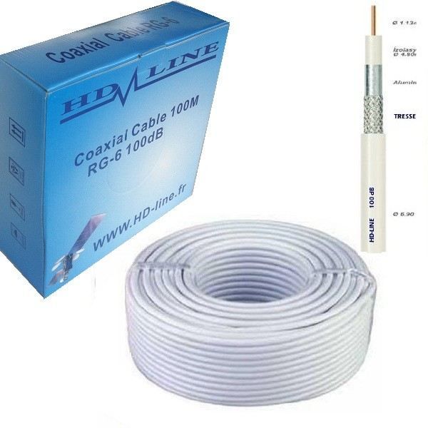 1,50 €//m 10 m Câble Coaxial Digital 100db 2 positions Double Antennes Câble 10 km
