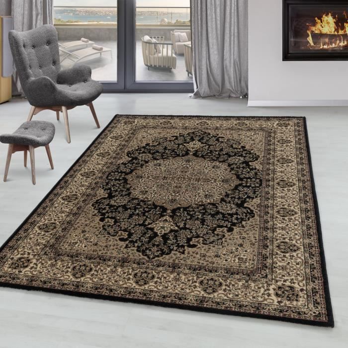 Tapis Salon Oriental - Lina - Noir - 120 x 170 cm - 100% Polypropylène ...