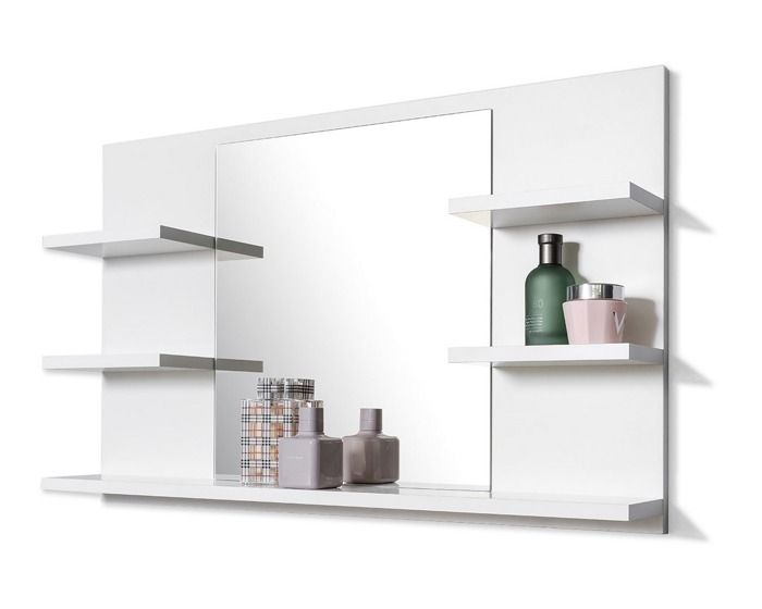 Miroir de Salle de Bain avec étagères Blanc Miroir Miroir Mural Miroir