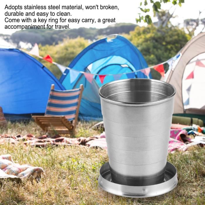 Tasse de camping en aluminium, tasse d'eau pliable, camping en plein air,  tasse à café