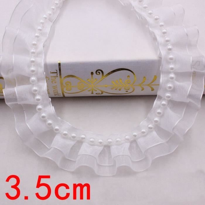 Ruban Dentelle élastique Blanc - 9 Mètres X 16 Cm De Large - Pour Couture, Déco Mariage, Vêtements, Artisanat - Motif Floral