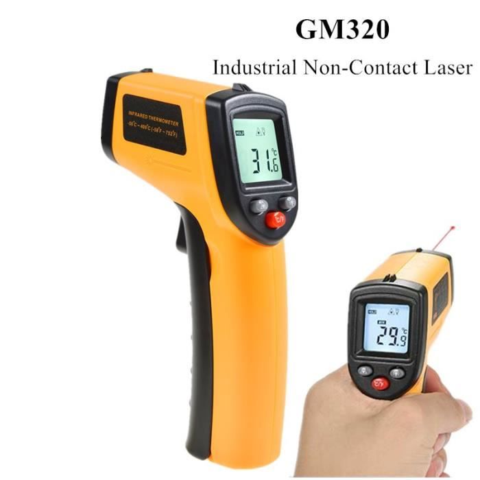 Thermomètre Infrarouge Sans Contact Numérique - Plage -50°C à 800°C - Mesure Humidité, écran Couleur LCD - Pour Cuisine, Bricolage, Industrie