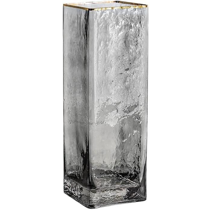 Vase pour la maison Vase en verre rectangulaire gris transparent. vase