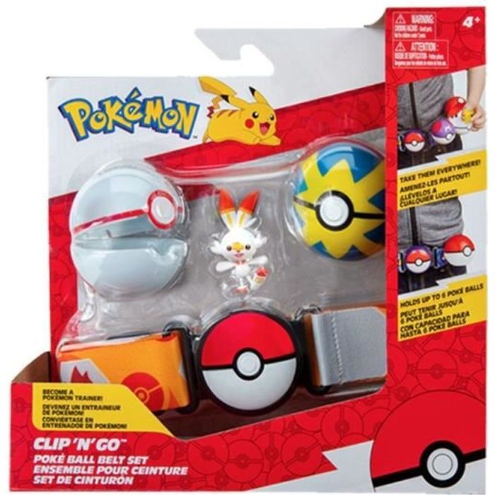 Ceinture Clip 'N' Go BANDAI - Pokémon - Flambino - 1 Quick Ball, 1 Premier Ball et 1 figurine 5 cm