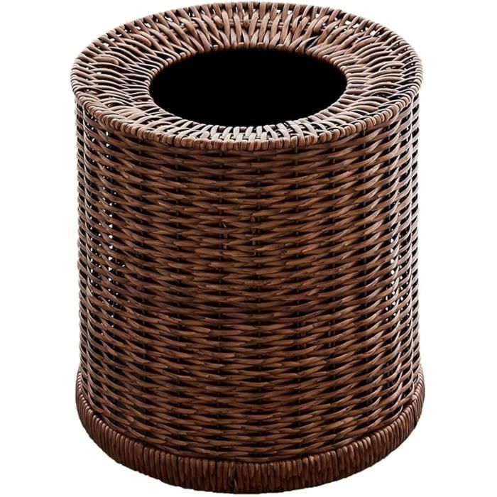 Poubelle Rectangulaire Imitation Bois 12L - Style Rétro Chinois Pour Salon, Chambre, Bureau