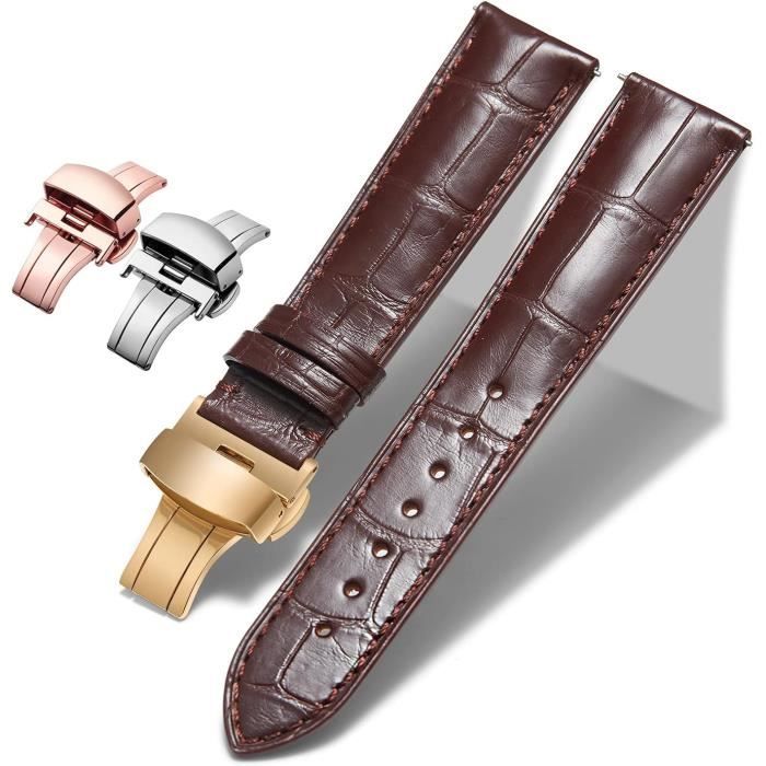 Bracelet De Montre 18mm En Cuir Crocodile Véritable Noir - Neuf Sans étiquette