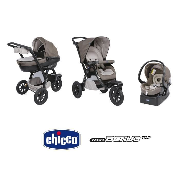 Chicco - Trio Activ3, Poussette Combinée 3 en 1 - Dove Grey - Multi Media  Magasin