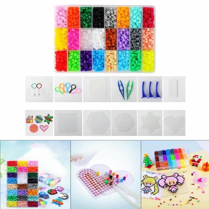 Ensemble d'Artisanat de Perles à Fusible Casse-Tête pour Enfants Incluant Plaques Perforées, Papier à Repasser et Accessoires de Chaîne Perles en Fer Cadeau de Noël Anniversaire