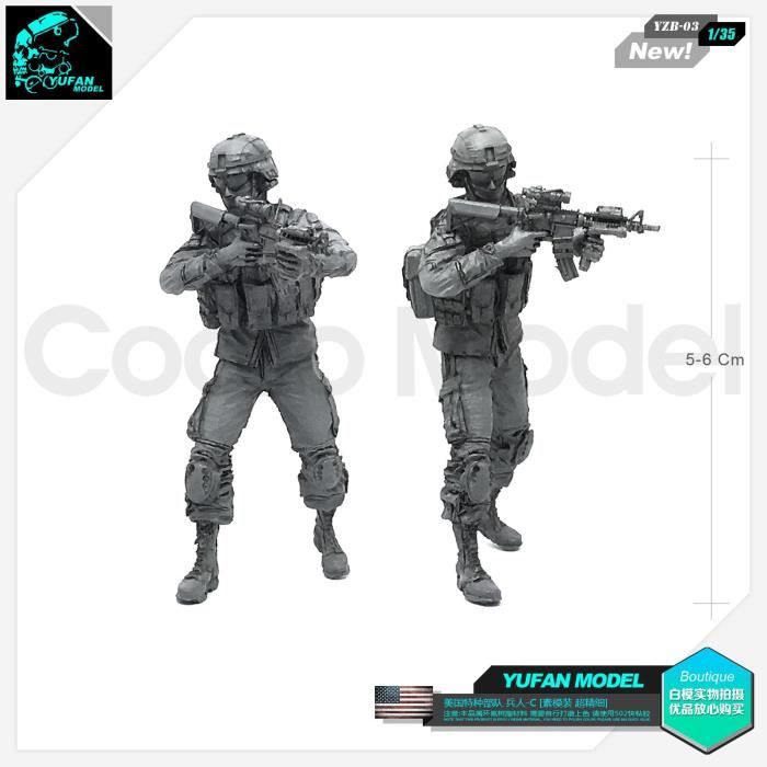 2 Figurines Soldats Forces Spéciales En Résine 1:35 - Non Peintes, Parfait Pour Maquettistes
