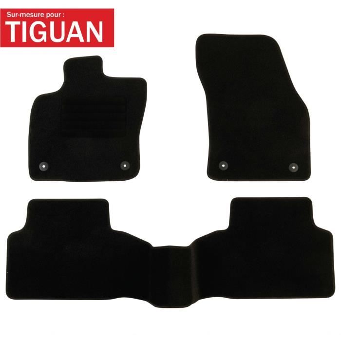 VW Tiguan à partir de 2007 sur mesure tapis de voiture noir avec bordure beige