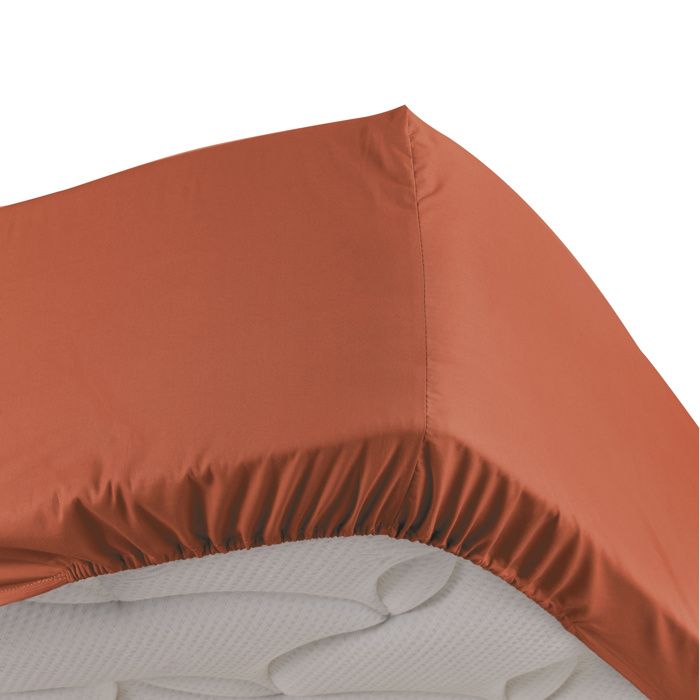Drap housse - DOUCEUR DINTERIEUR - 160 x 200 cm - 100% coton - Rouge - Tissage 78 fils
