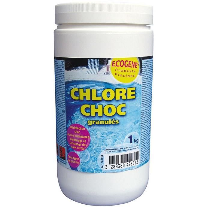 Granulés chlore choc - ECOGENE - 1 Kg - Élimine efficacement les algues - Traitement de l'eau