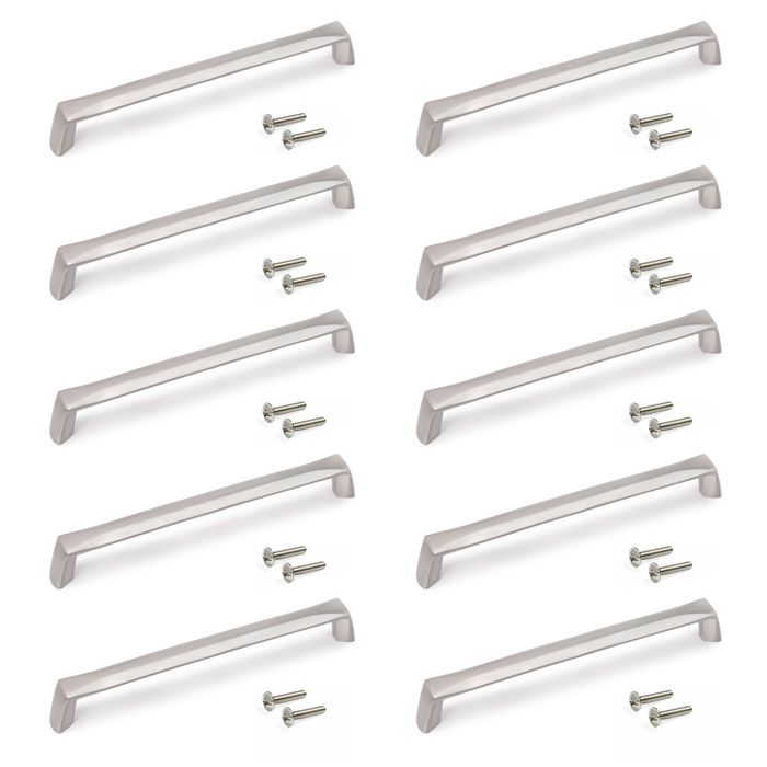 Emuca Lot de 10 poignées pour meubles Canton L174mm entraxe 160mm Zamak Nickel satiné Emuca Lot de 10 poignées pour meubles Canton L174mm entraxe 160mm Zamak Nickel satiné