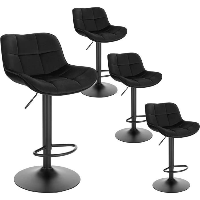 EUGAD 4x Tabouret Bar Chaise de Bar pivotante pour Bistro Restaurant Cuisine Hauteur Réglable 62-84cm Noir 1005BY-4