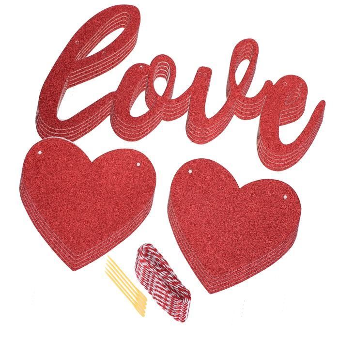 Garosa Decoration De Lettre D Amour 5 Ensemble Carte Suspendue De Lettre D Amour Decoration Forme De Coeur Rouge Pour Mariage Cdiscount Maison