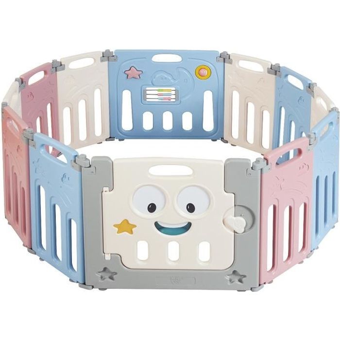 Giantex Parc Pour Bebe Avec 12 Panneaux Et Porte Verrouillable Parc De Jeu Antiderapant Pour Enfants De 3 Mois A 6 Ans Cdiscount Puericulture Eveil Bebe