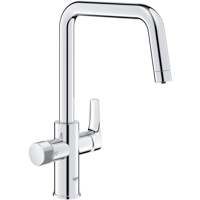 Robinet filtrant de cuisine - Chromé - Filtration de l'eau - Bec haut en U - Rotation 150° - GROHE B