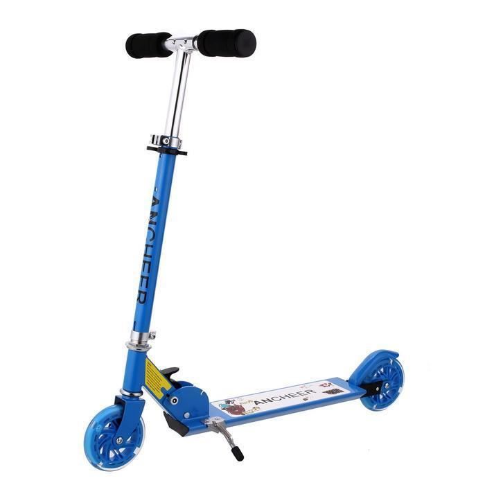 FLUXX – Trottinette 2 Roues Pliable Enfant – Bleu – Guidon Réglable 71-81 Cm – Poids Max 20 Kg – Frein Arrière – Dès 4 Ans