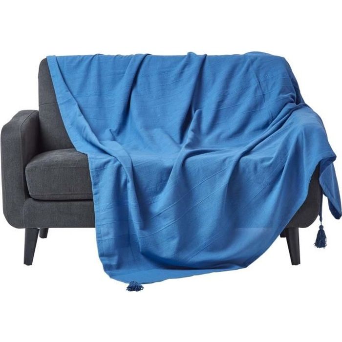 Jeté de lit ou de canapé Rajput Bleu 150 x 200 cm Jeté de lit ou de canapé Rajput Bleu 150 x 200 cm