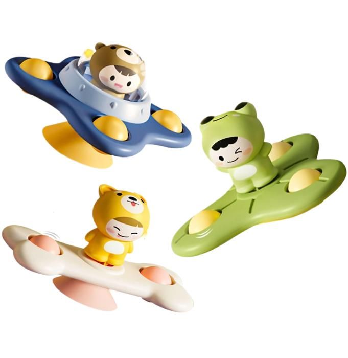 3pcs Jouets de Bain à Ventouse, Spinner, Jouets Anti-Stress Rotatifs Ventouse, Pop Jouet Sensoriel à Bulles pour enfant de 1-3 ans