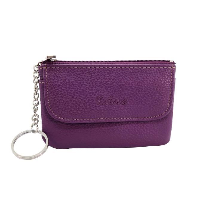 Porte-monnaie Katana En Cuir Lisse - Dimensions 8x11x3 Cm, Rouge Foncé, Avec Zip Et Poche Carte - 4