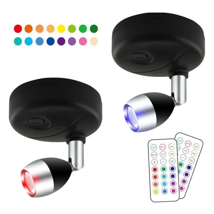Lot De 2 Lampes Murales Magnétiques LED 13 Couleurs – Télécommande – Éclairage Tableau & Cadre