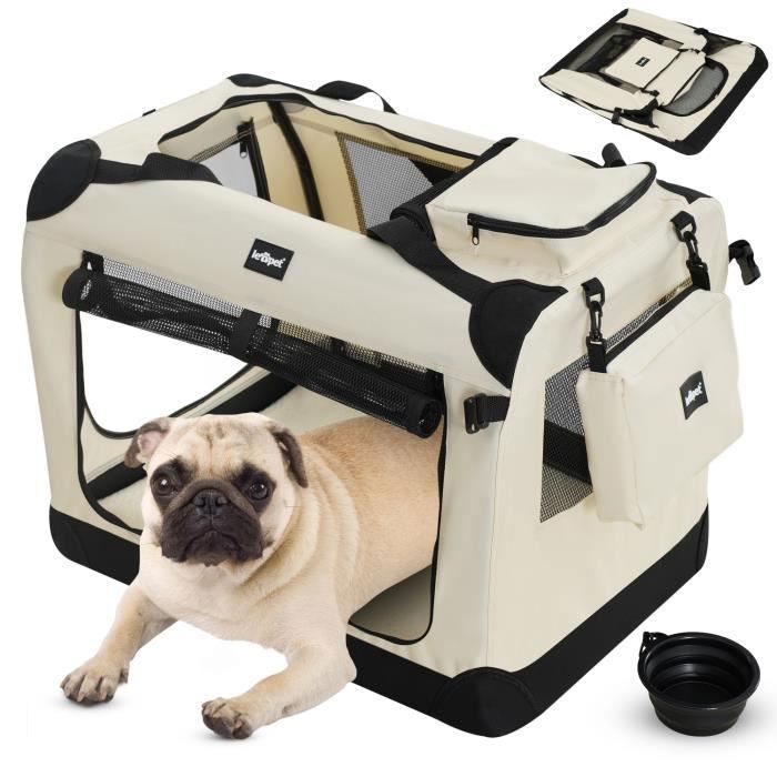 Comparer les prix de Leopet® Sac De Transport Pour Chiens - Gamelle, Pliable, Respirant, Taille S, Beige - Bagage, Panier Pour Animal De Compagnie, Voyage