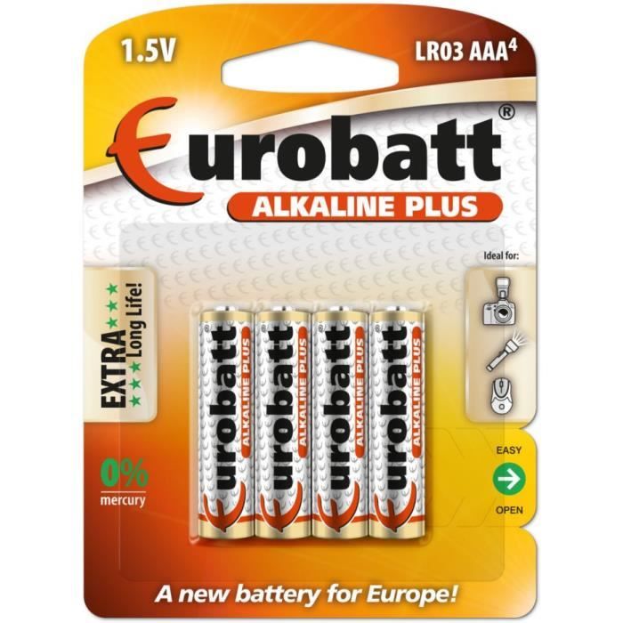 4 Pile LR3-R3 (AAA) alcaline(s) Eurobatt alcalines plus AAA 4 Pile LR3-R3 (AAA) alcaline(s) Eurobatt alcalines plus AAA