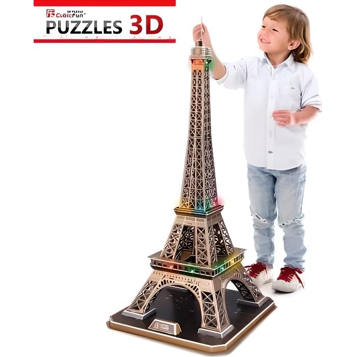 Puzzle 3D avec LED - La Tour Eiffel - Difficulté 6/6 - 85 pièces